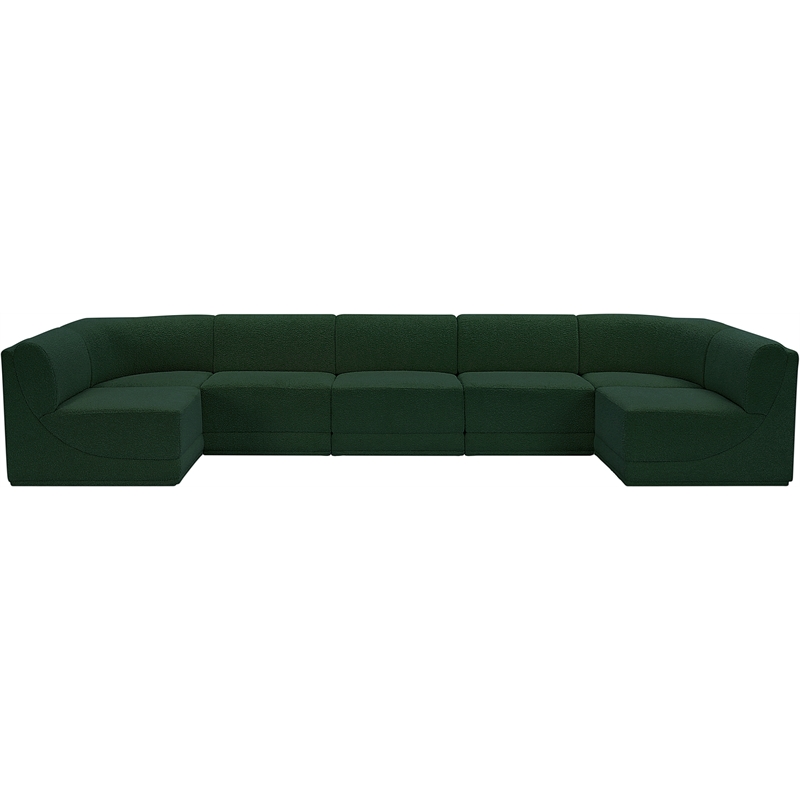 Meridian Furniture Ollie Green Boucle Fabric Modular Sectional