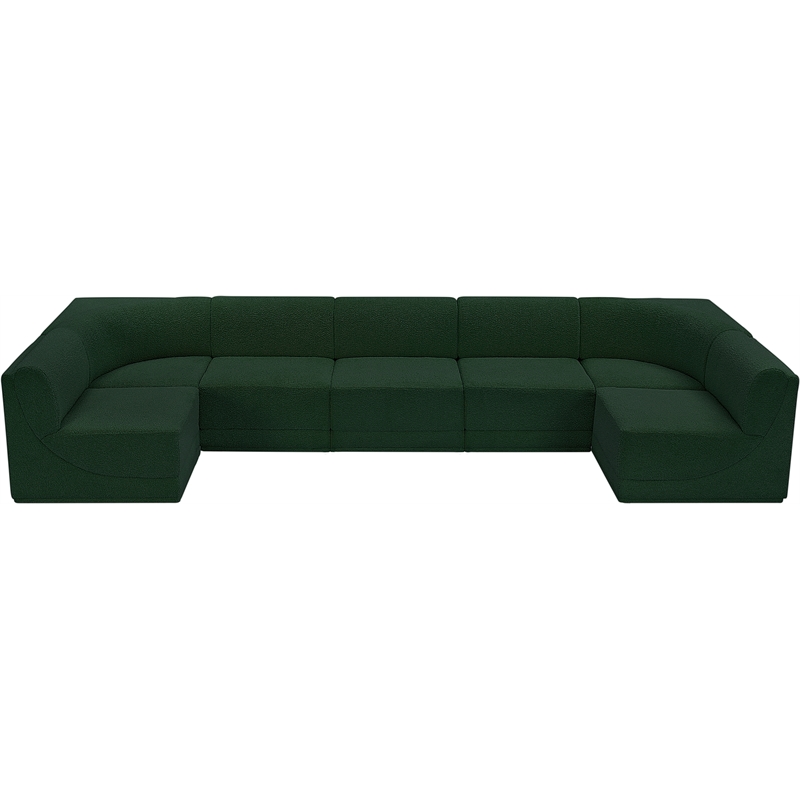 Meridian Furniture Ollie Green Boucle Fabric Modular Sectional