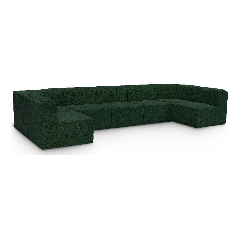 Meridian Furniture Ollie Green Boucle Fabric Modular Sectional