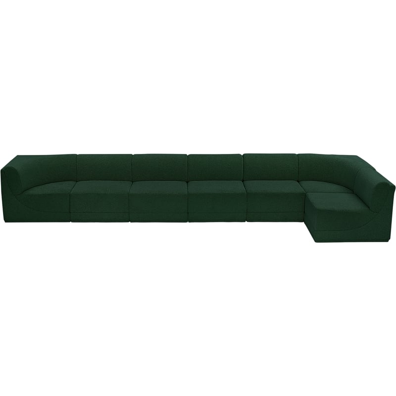 Meridian Furniture Ollie Green Boucle Fabric Modular Sectional