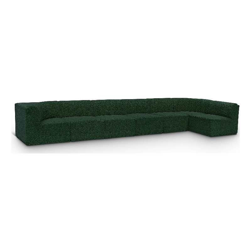 Meridian Furniture Ollie Green Boucle Fabric Modular Sectional