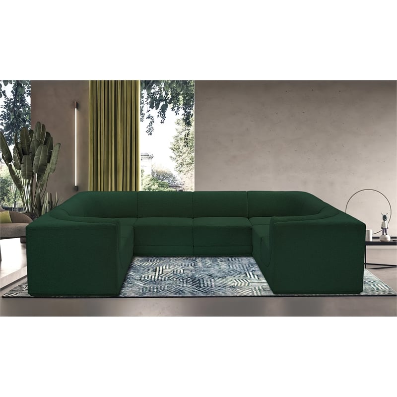Meridian Furniture Ollie Green Boucle Fabric Modular Sectional