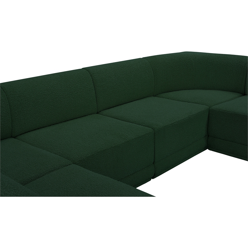 Meridian Furniture Ollie Green Boucle Fabric Modular Sectional