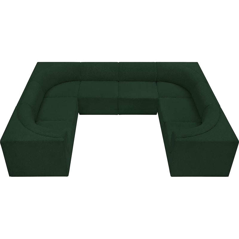 Meridian Furniture Ollie Green Boucle Fabric Modular Sectional