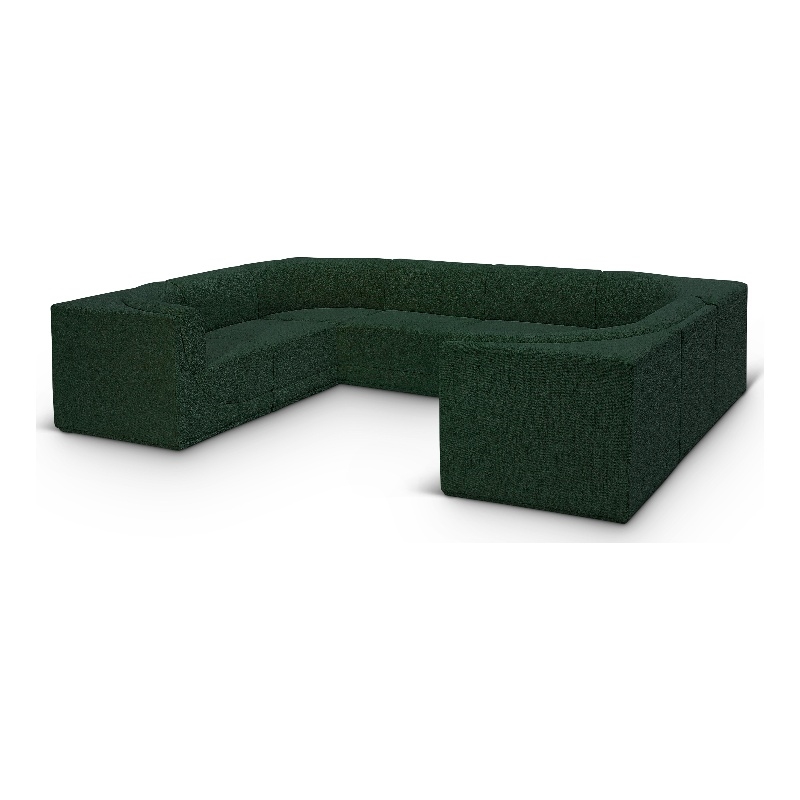 Meridian Furniture Ollie Green Boucle Fabric Modular Sectional