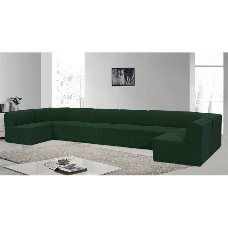 Meridian Furniture Ollie Green Boucle Fabric Modular Sectional