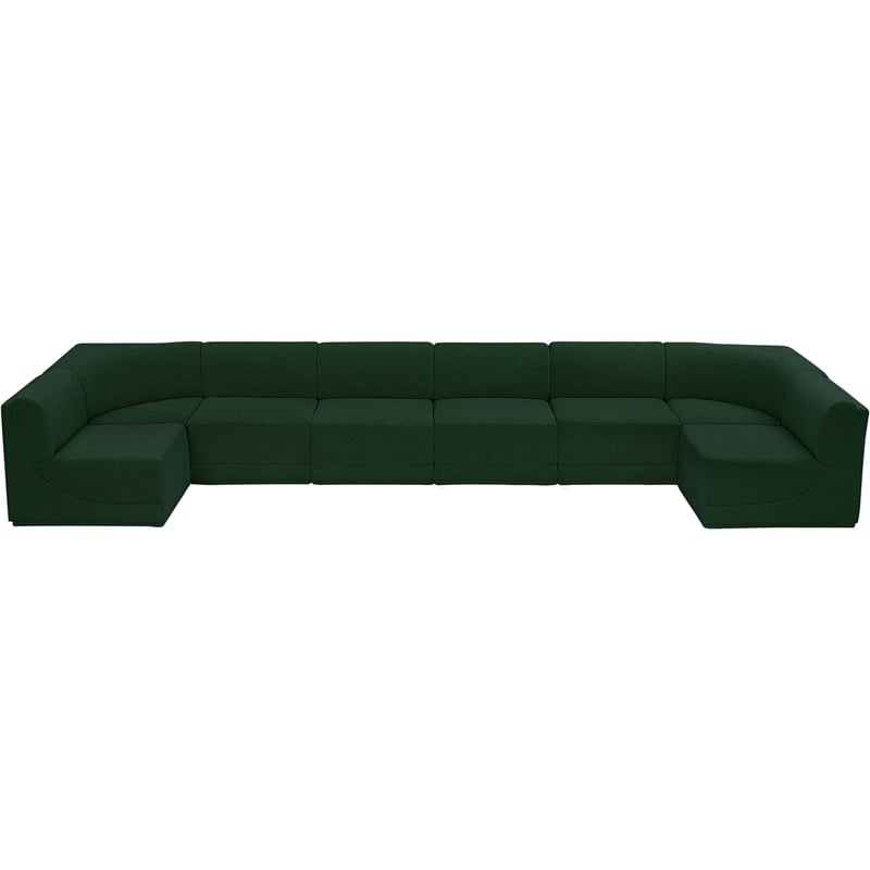 Meridian Furniture Ollie Green Boucle Fabric Modular Sectional