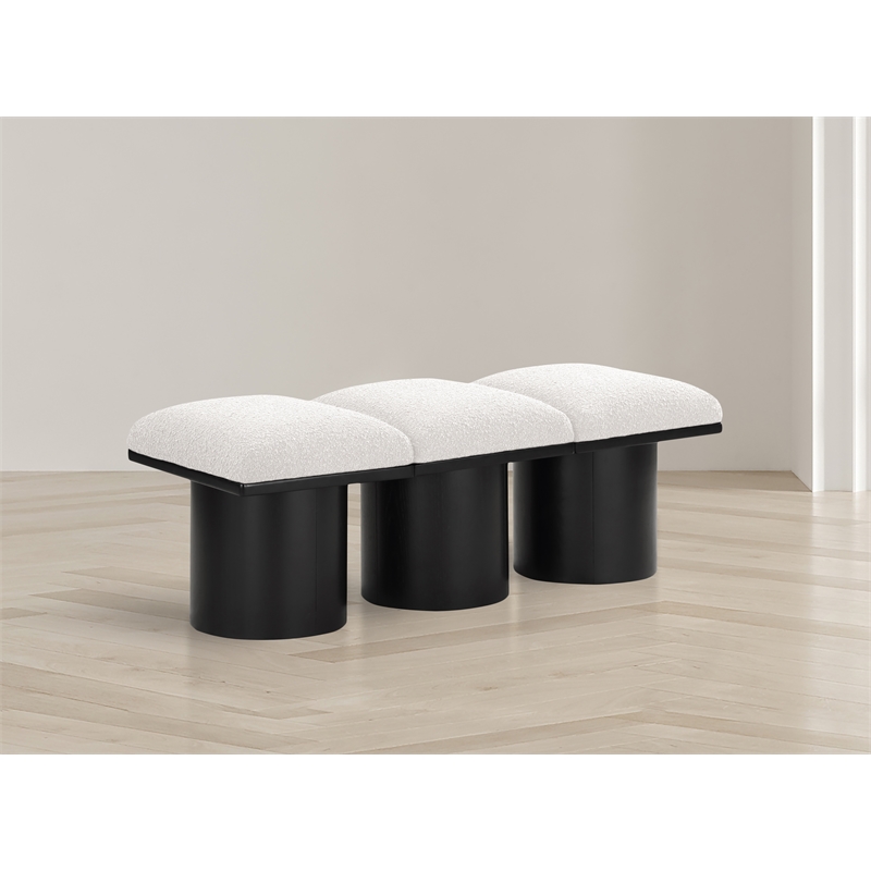 Meridian Furniture Pavilion Cream Boucle Fabric Bench