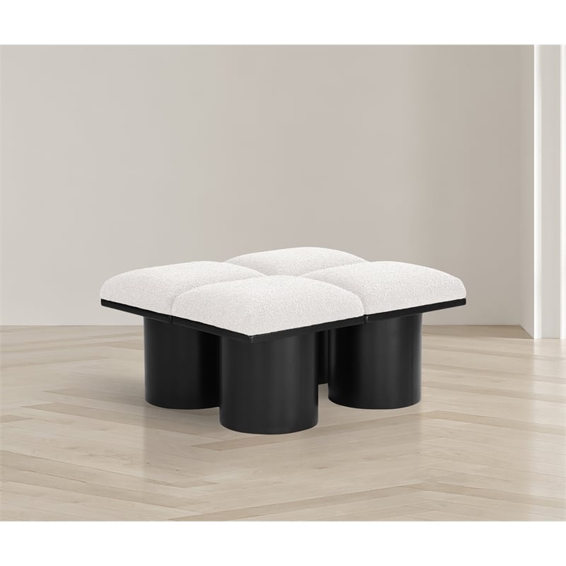 Meridian Furniture Pavilion Cream Boucle Fabric Bench