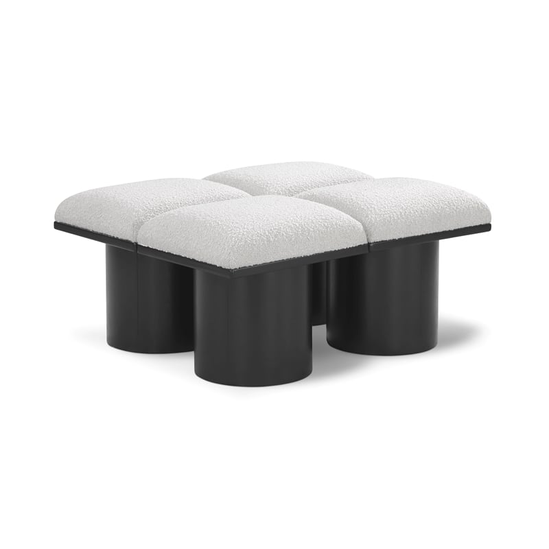 Meridian Furniture Pavilion Cream Boucle Fabric Bench