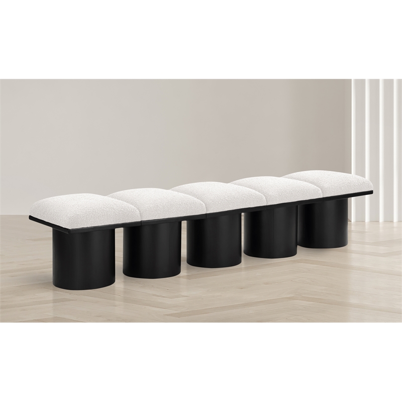 Meridian Furniture Pavilion Cream Boucle Fabric Bench