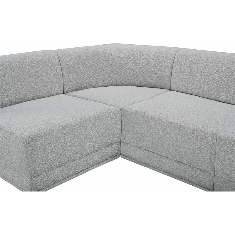 Meridian Furniture Ollie Grey Boucle Fabric Modular Sectional