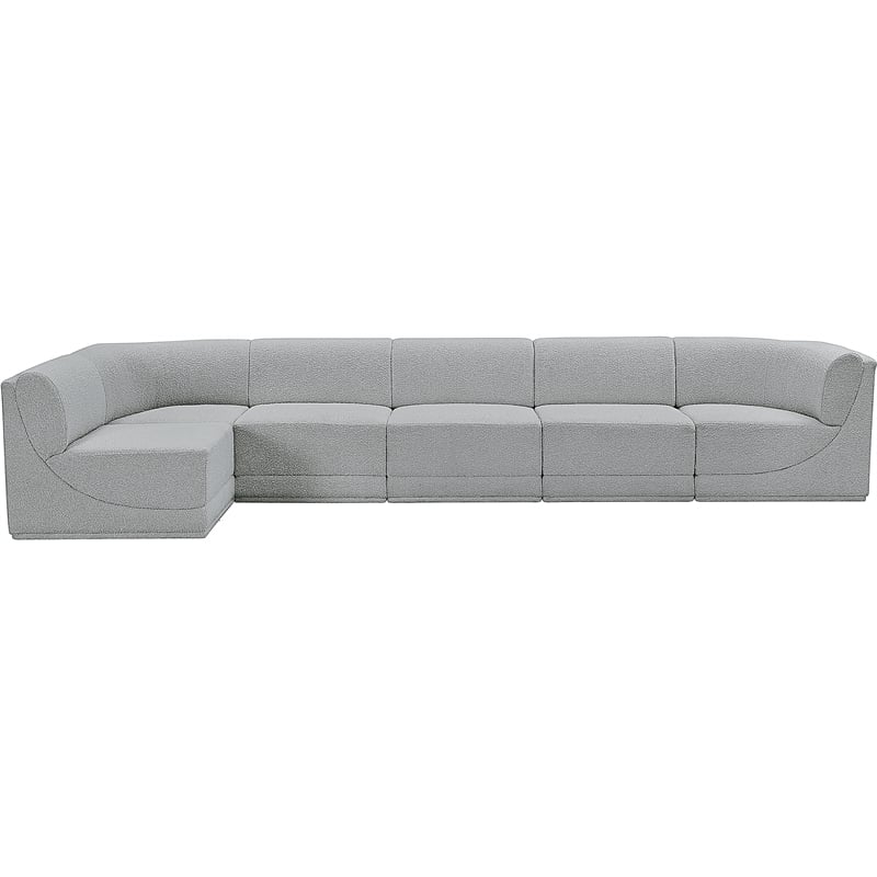 Meridian Furniture Ollie Grey Boucle Fabric Modular Sectional