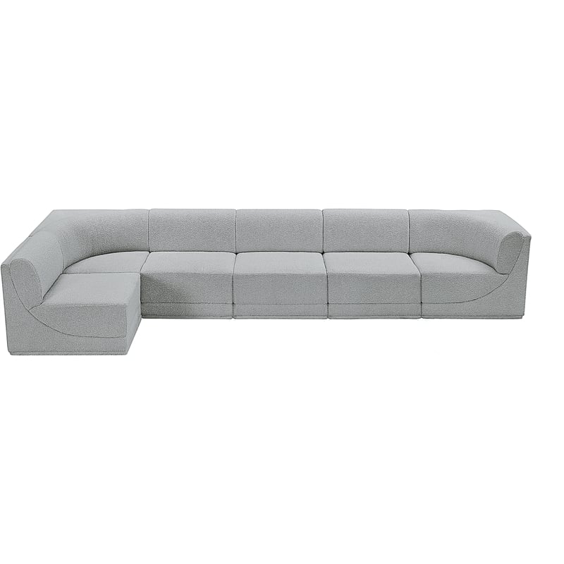 Meridian Furniture Ollie Grey Boucle Fabric Modular Sectional