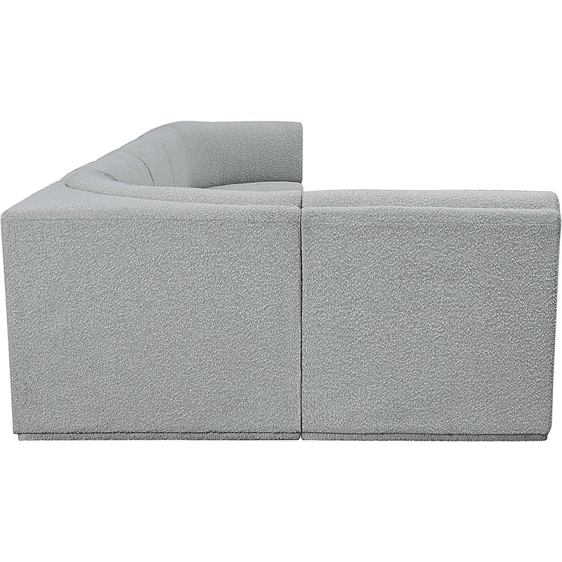 Meridian Furniture Ollie Grey Boucle Fabric Modular Sectional
