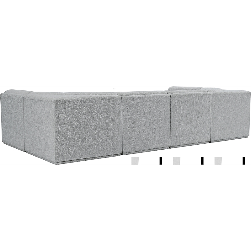 Meridian Furniture Ollie Grey Boucle Fabric Modular Sectional