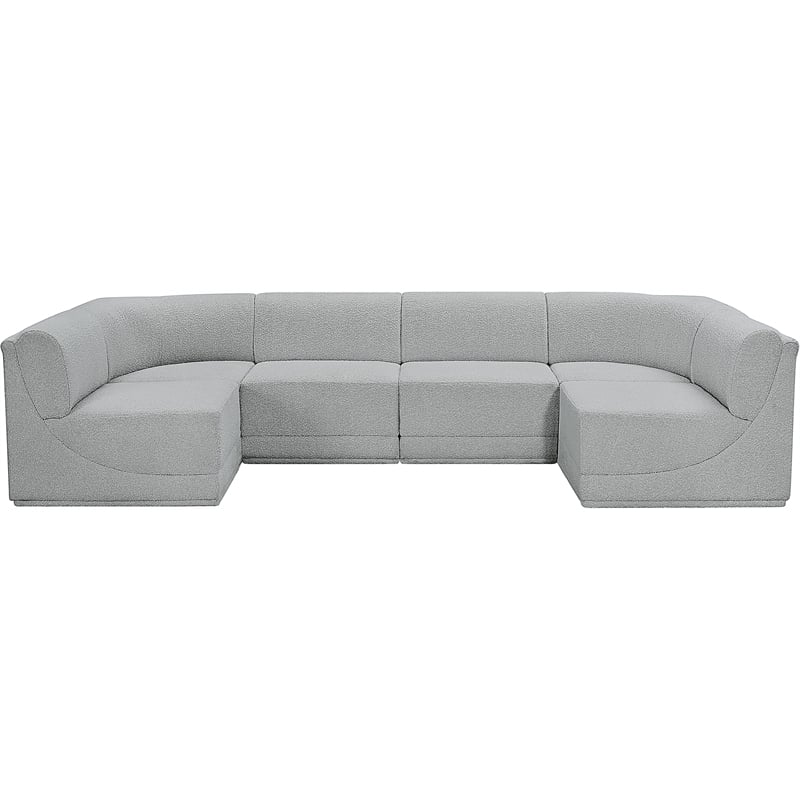 Meridian Furniture Ollie Grey Boucle Fabric Modular Sectional