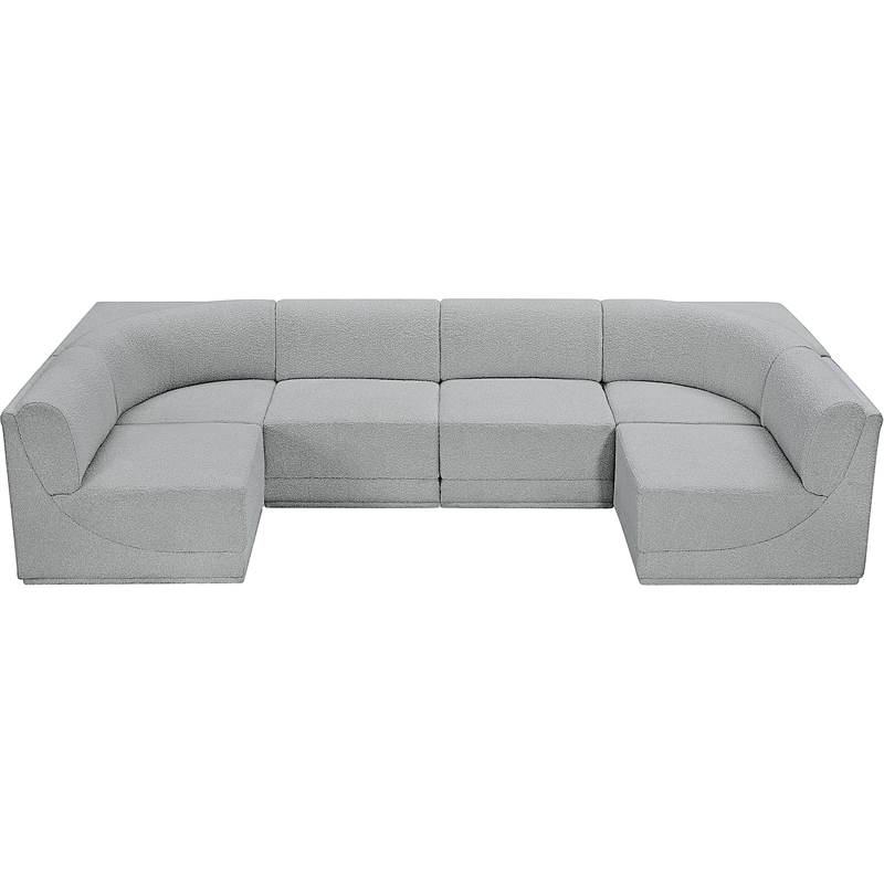 Meridian Furniture Ollie Grey Boucle Fabric Modular Sectional