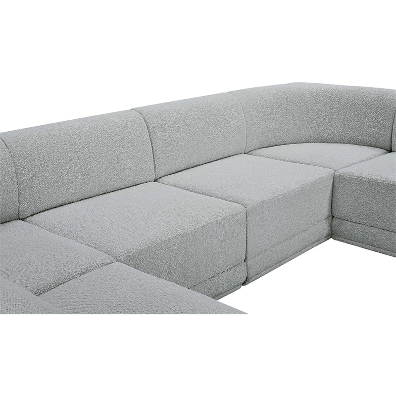 Meridian Furniture Ollie Grey Boucle Fabric Modular Sectional