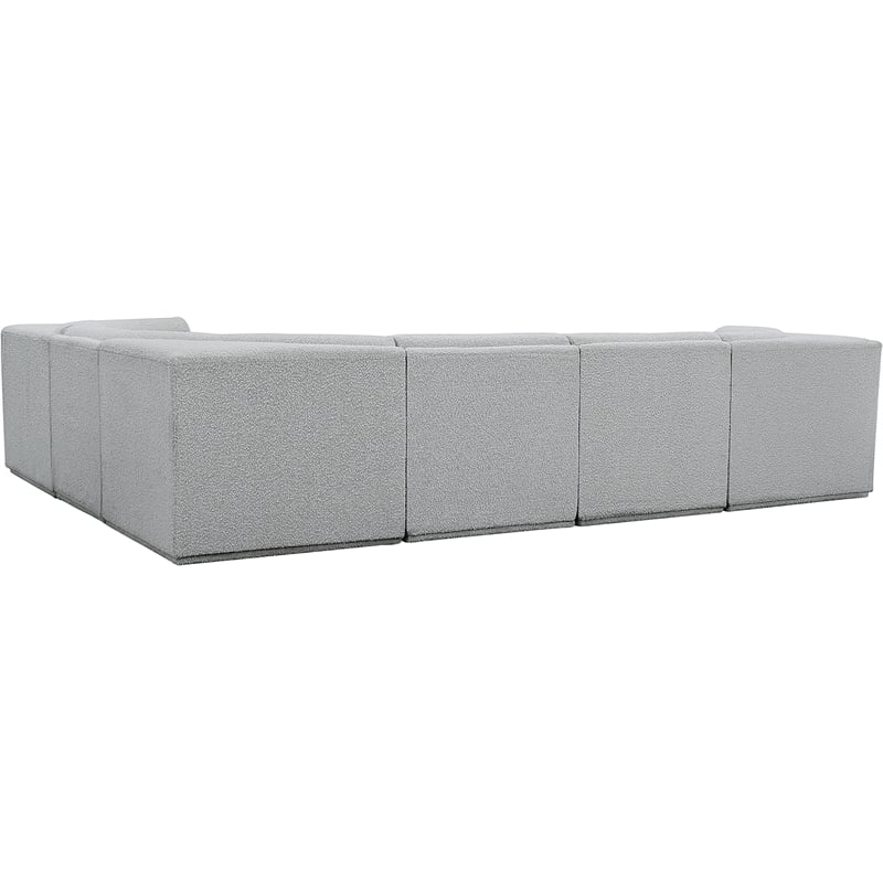 Meridian Furniture Ollie Grey Boucle Fabric Modular Sectional