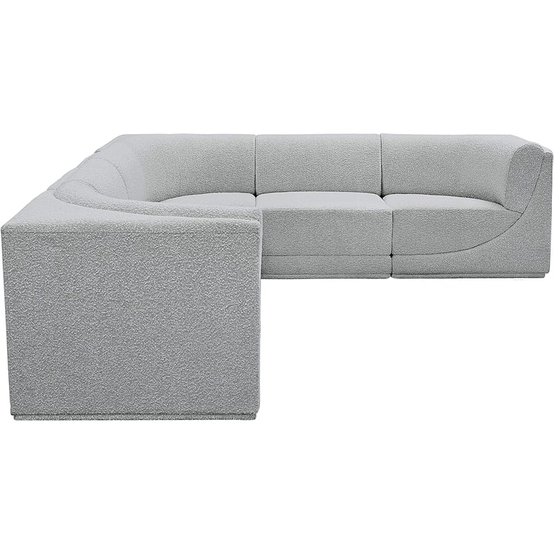 Meridian Furniture Ollie Grey Boucle Fabric Modular Sectional