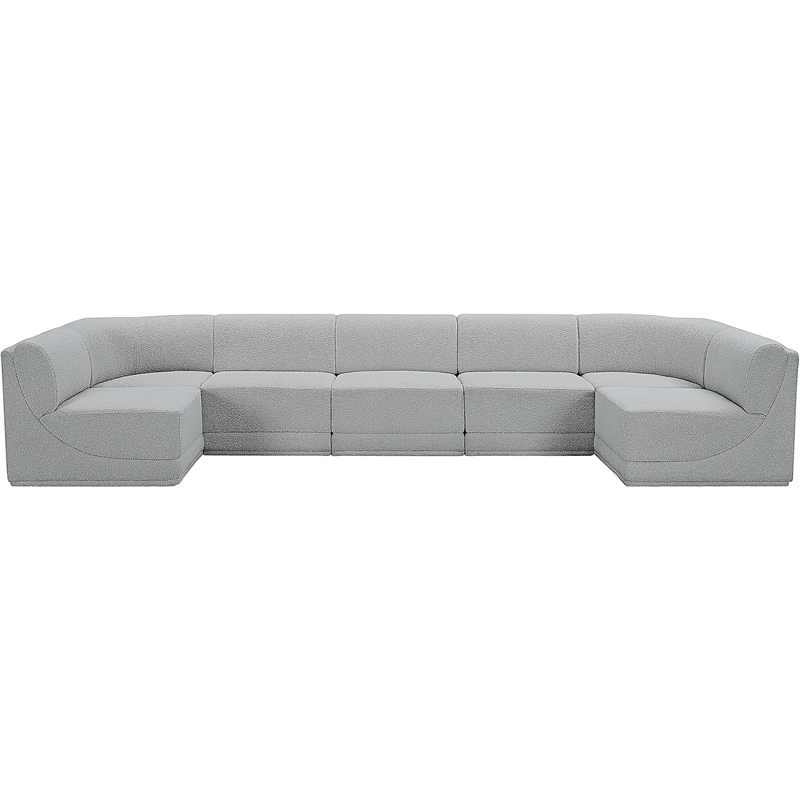 Meridian Furniture Ollie Grey Boucle Fabric Modular Sectional