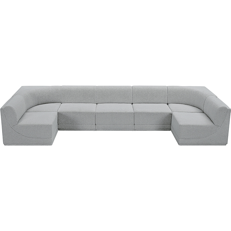 Meridian Furniture Ollie Grey Boucle Fabric Modular Sectional
