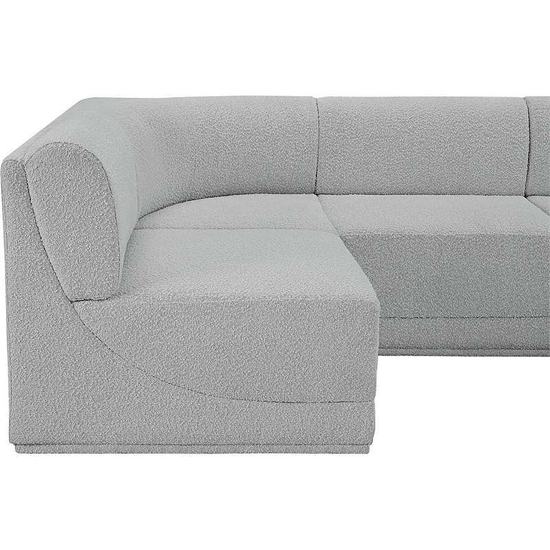Meridian Furniture Ollie Grey Boucle Fabric Modular Sectional