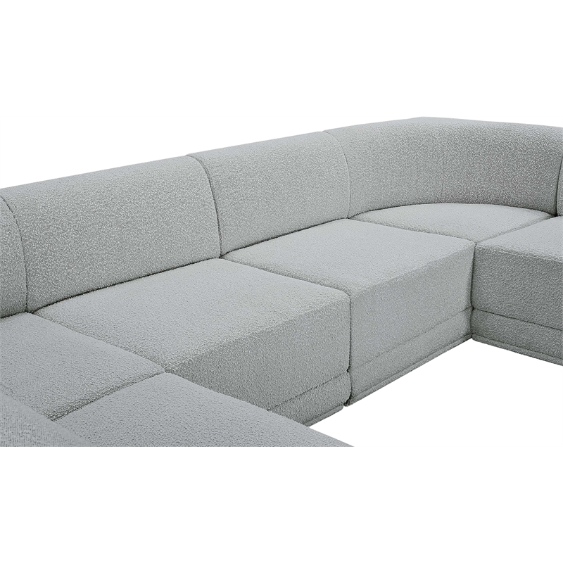 Meridian Furniture Ollie Grey Boucle Fabric Modular Sectional