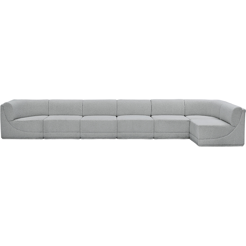 Meridian Furniture Ollie Grey Boucle Fabric Modular Sectional