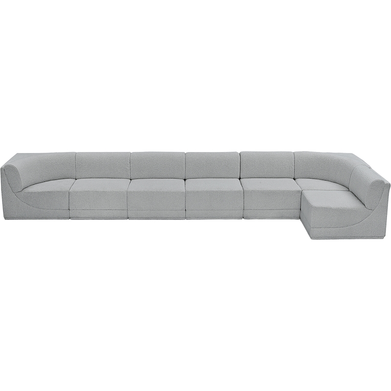 Meridian Furniture Ollie Grey Boucle Fabric Modular Sectional