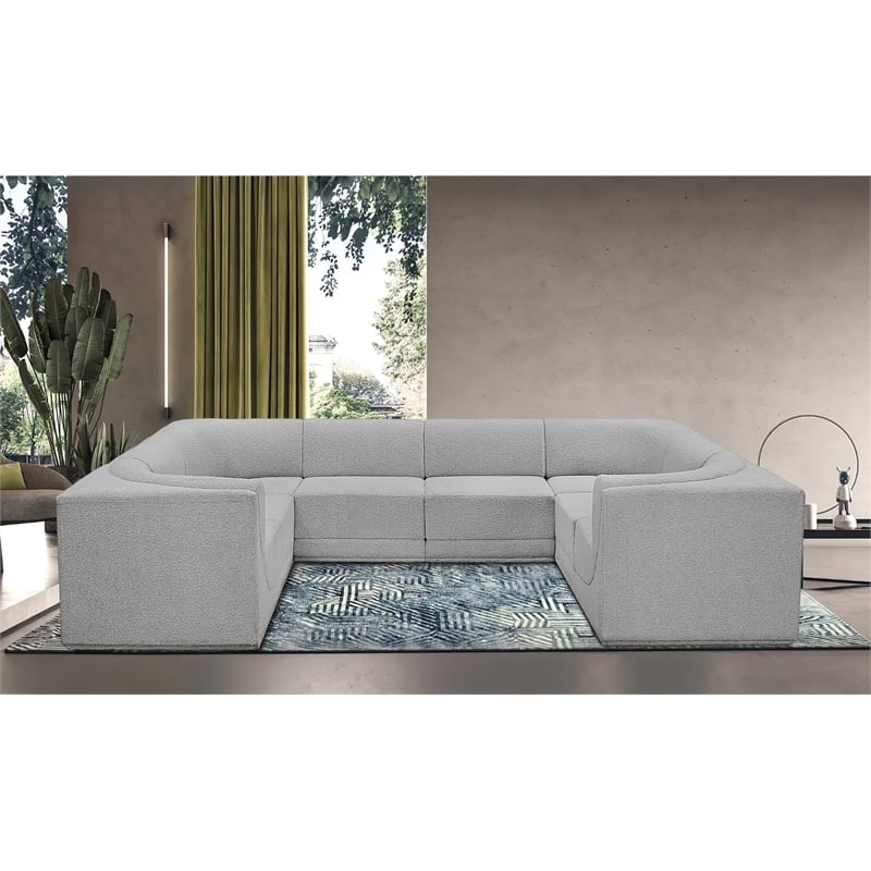 Meridian Furniture Ollie Grey Boucle Fabric Modular Sectional