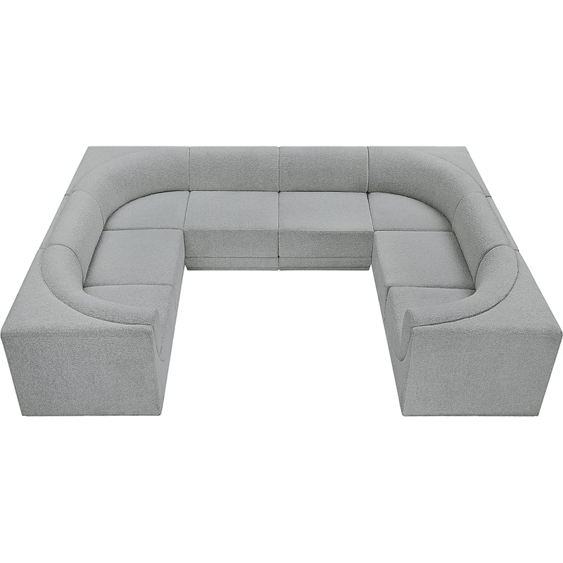Meridian Furniture Ollie Grey Boucle Fabric Modular Sectional