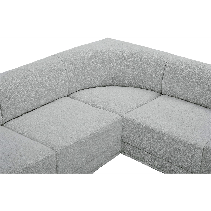 Meridian Furniture Ollie Grey Boucle Fabric Modular Sectional