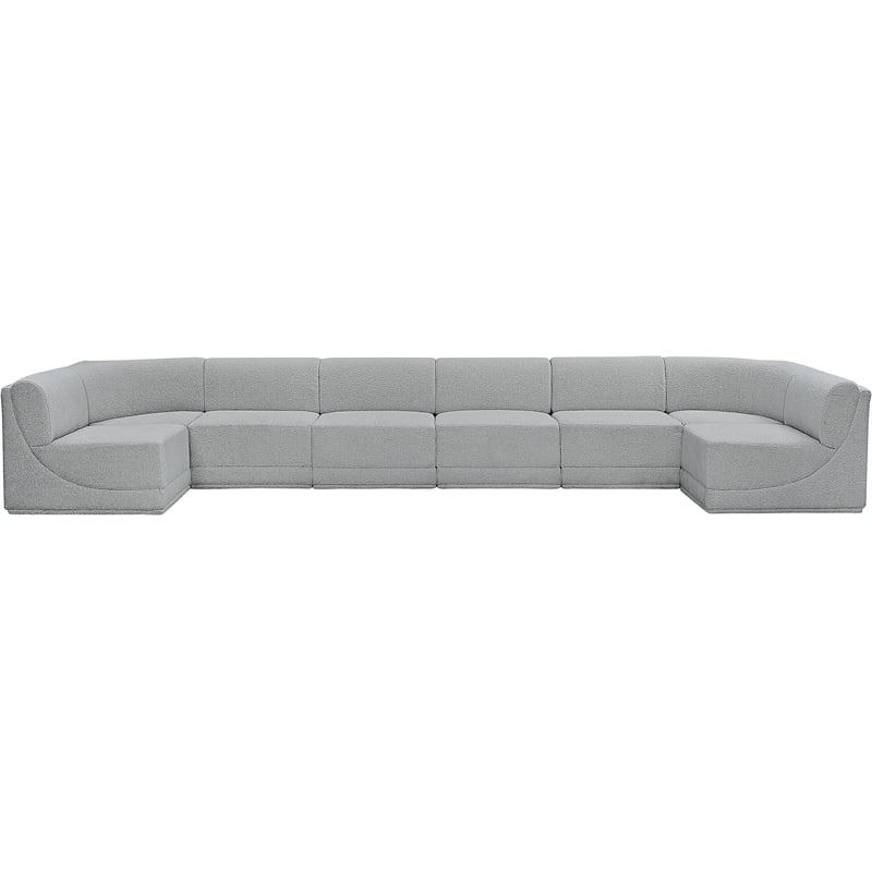 Meridian Furniture Ollie Grey Boucle Fabric Modular Sectional