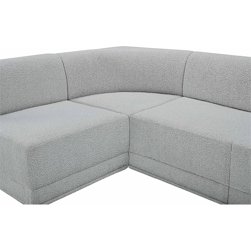 Meridian Furniture Ollie Grey Boucle Fabric Modular Sectional