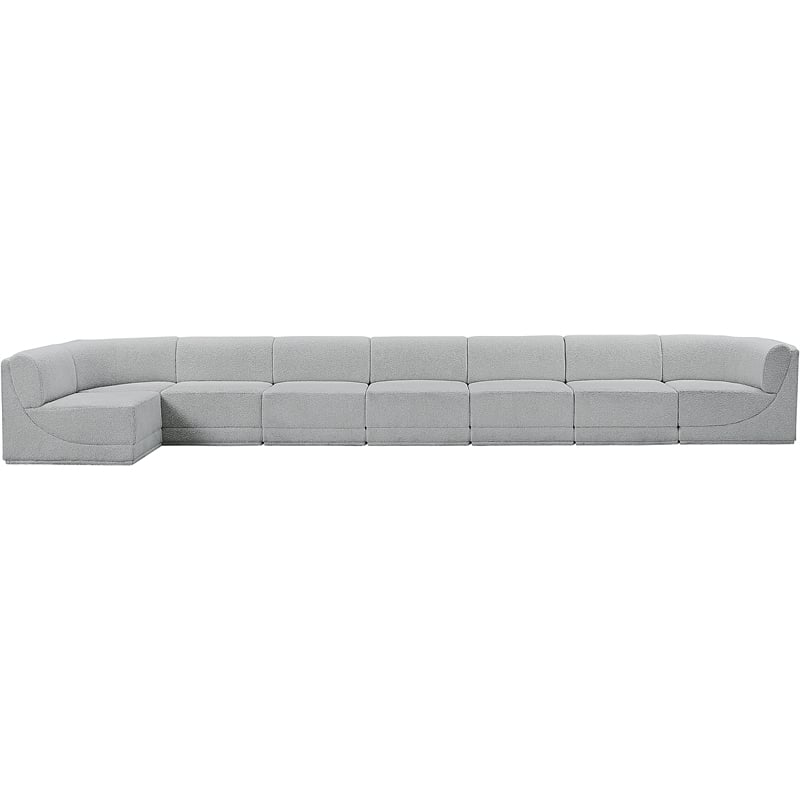 Meridian Furniture Ollie Grey Boucle Fabric Modular Sectional