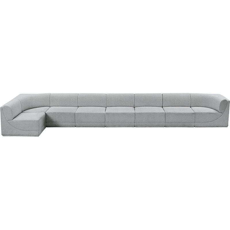 Meridian Furniture Ollie Grey Boucle Fabric Modular Sectional