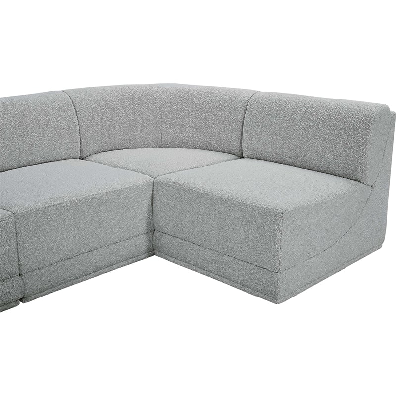 Meridian Furniture Ollie Grey Boucle Fabric Modular Sectional