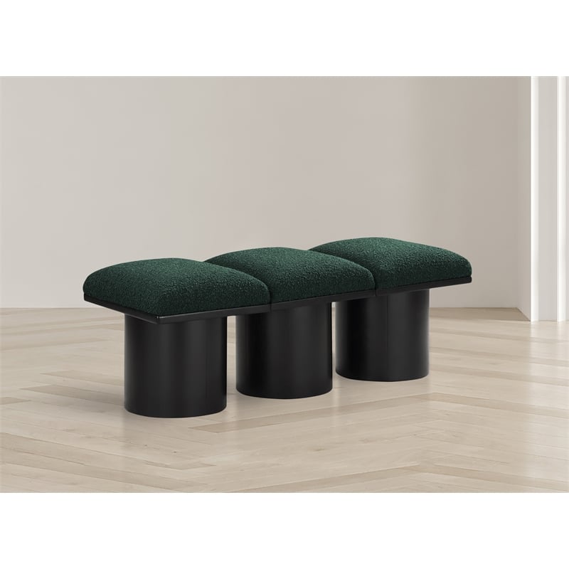 Meridian Furniture Pavilion Green Boucle Fabric Bench