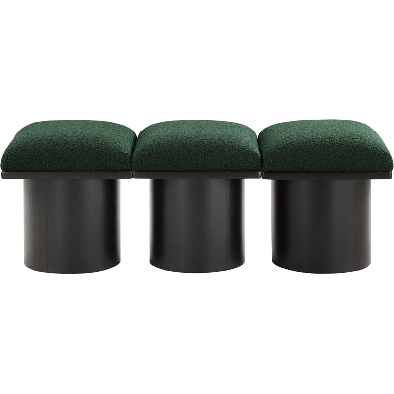 Meridian Furniture Pavilion Green Boucle Fabric Bench