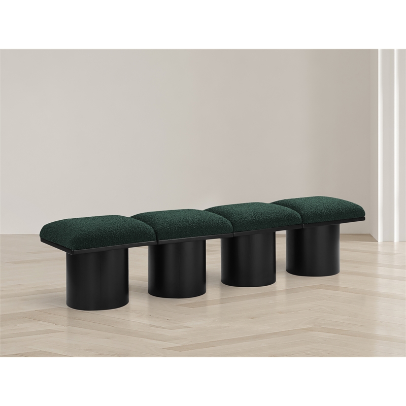 Meridian Furniture Pavilion Green Boucle Fabric Bench