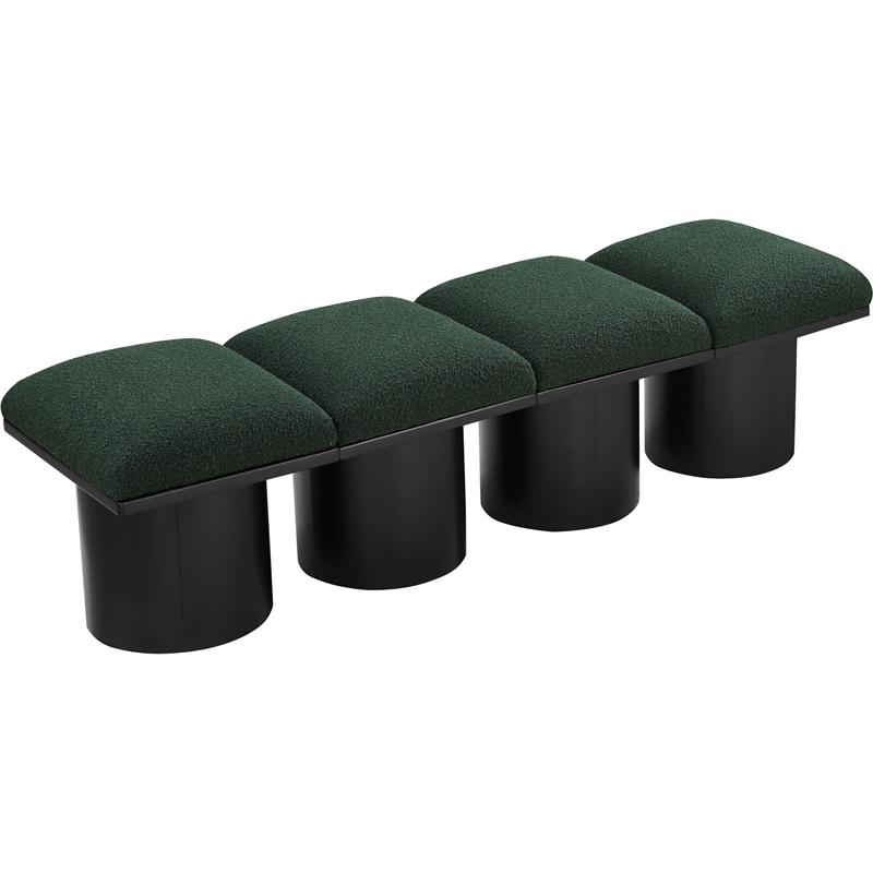 Meridian Furniture Pavilion Green Boucle Fabric Bench