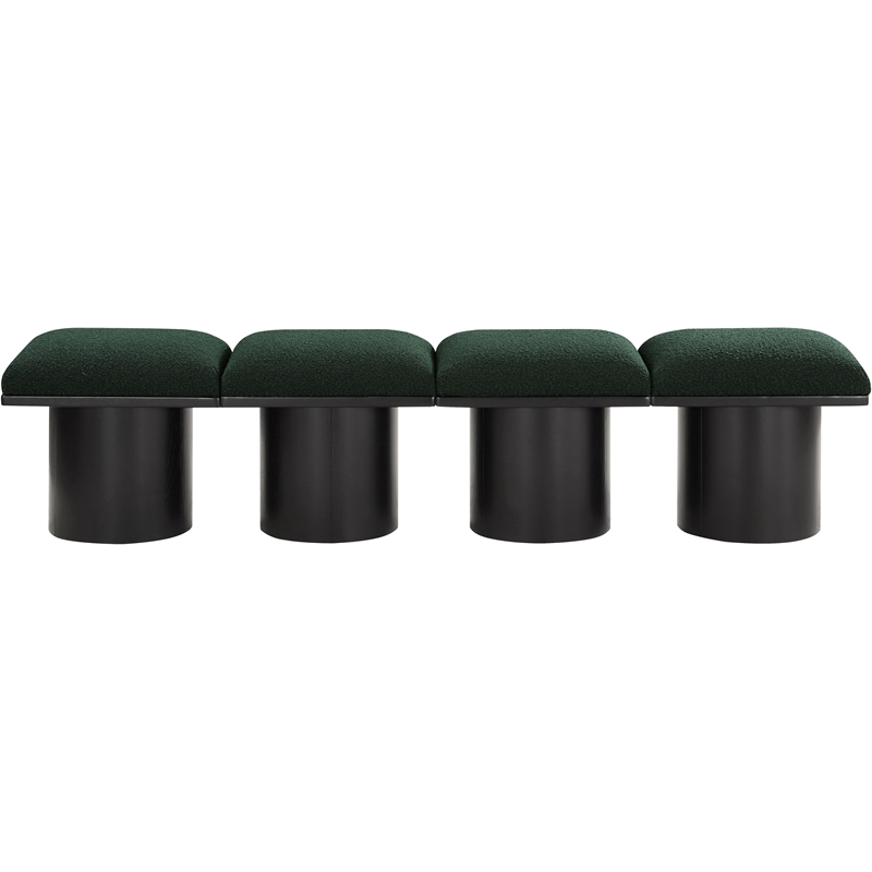 Meridian Furniture Pavilion Green Boucle Fabric Bench