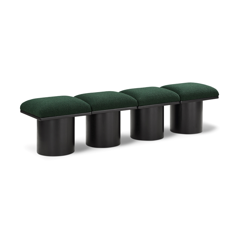 Meridian Furniture Pavilion Green Boucle Fabric Bench