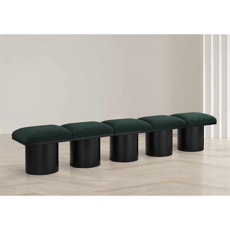 Meridian Furniture Pavilion Green Boucle Fabric Bench
