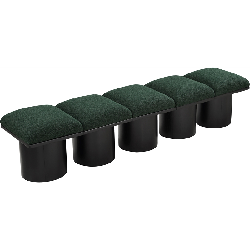 Meridian Furniture Pavilion Green Boucle Fabric Bench