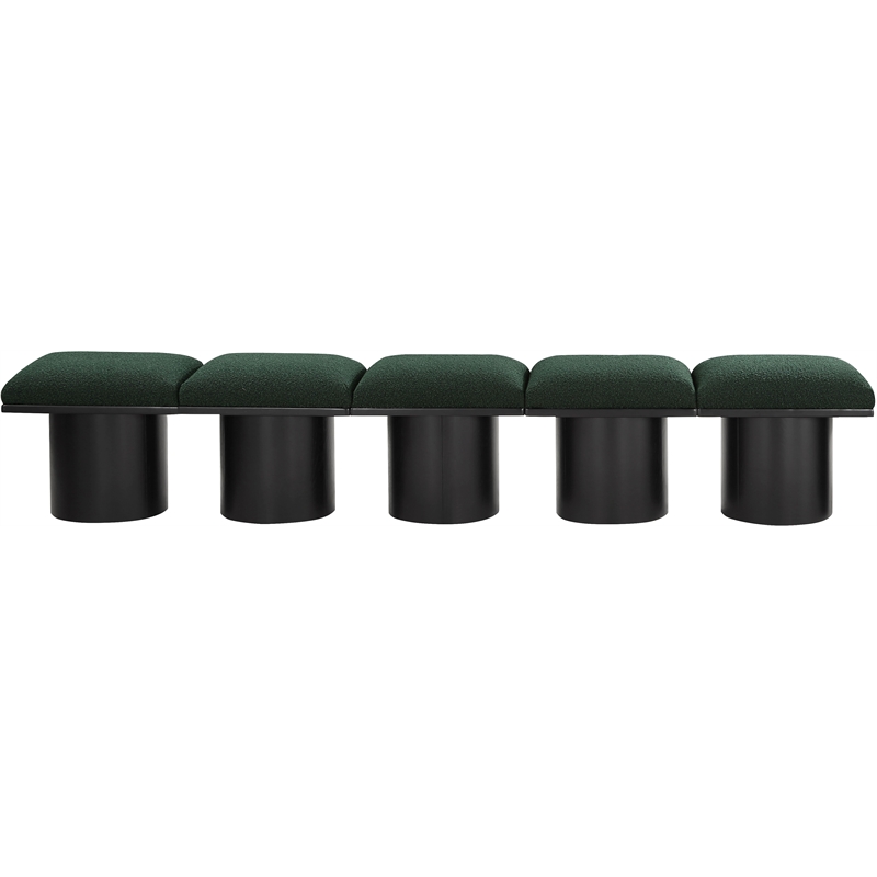 Meridian Furniture Pavilion Green Boucle Fabric Bench
