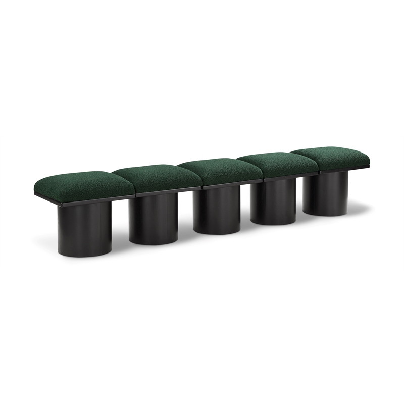 Meridian Furniture Pavilion Green Boucle Fabric Bench