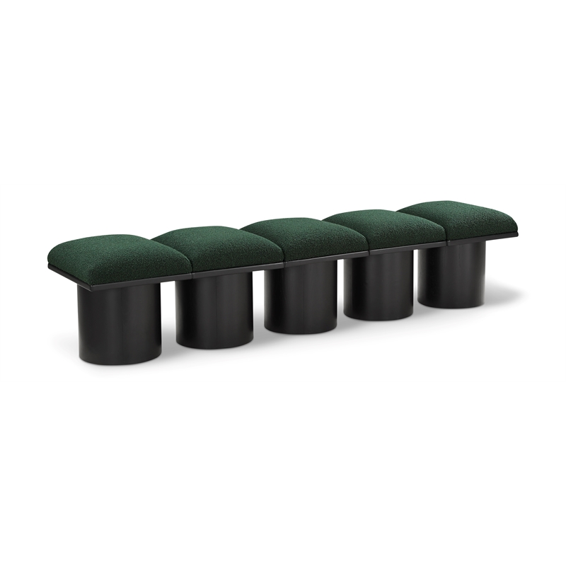 Meridian Furniture Pavilion Green Boucle Fabric Bench